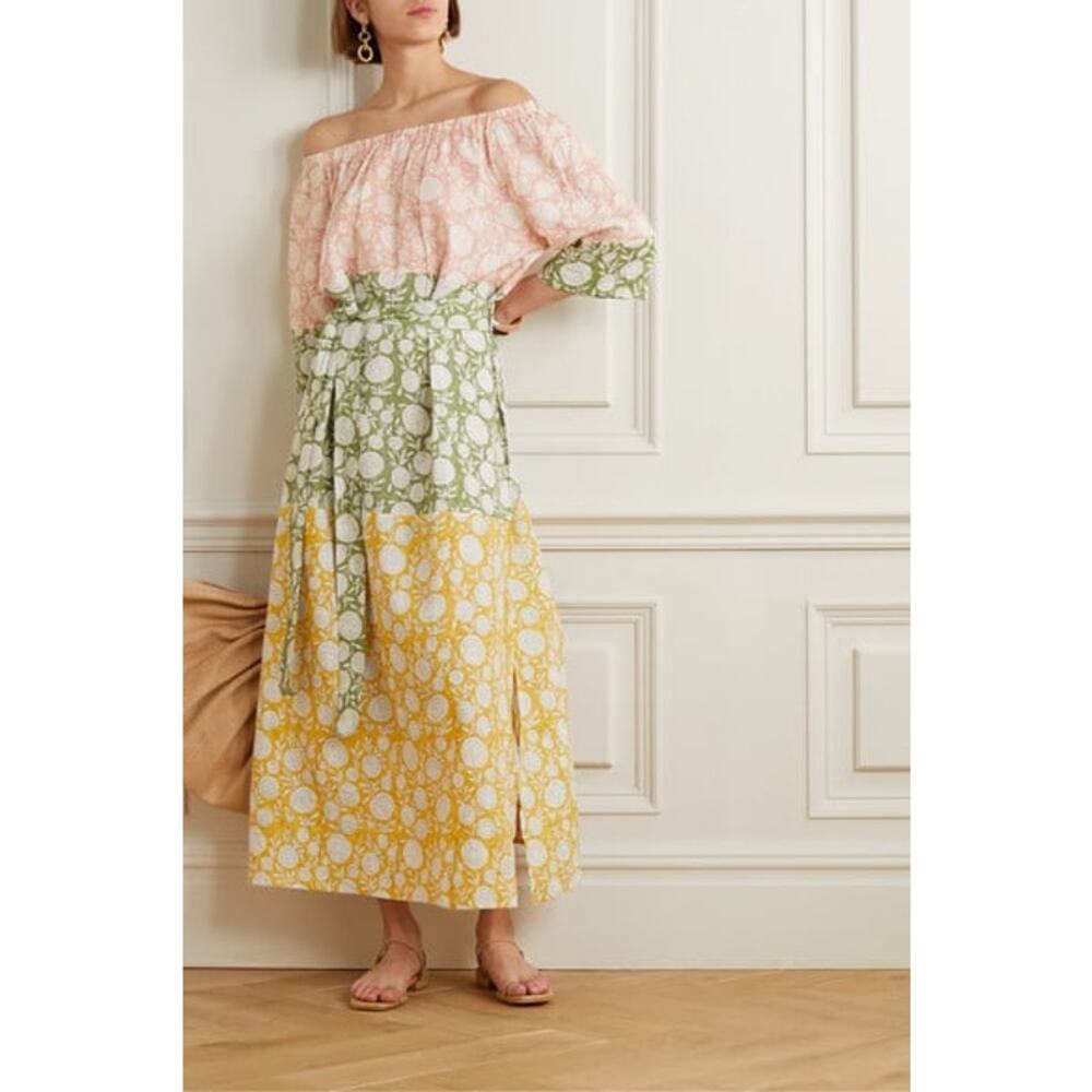 HANNAH ARTWEAR OS S M L Floral Linen Off the Shoulder Elba Dress